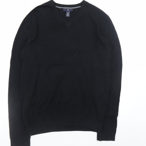 Gap Mens Black XS V-Neck Cotton Knit Jumper