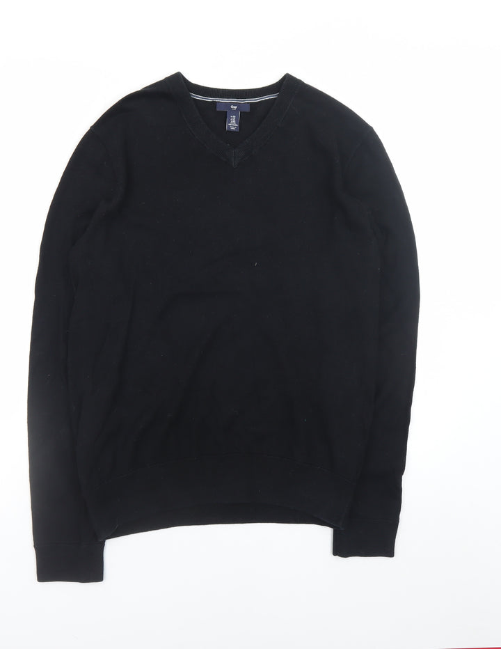 Gap Mens Black XS V-Neck Cotton Knit Jumper