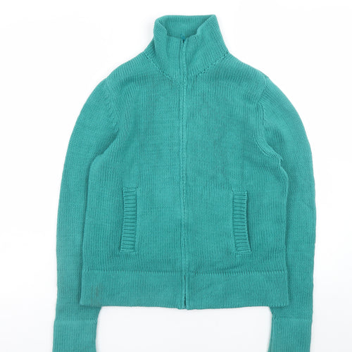 GAP Women's Green High Neck Full Zip Cotton Jumper Size L
