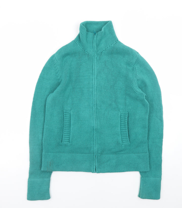 GAP Women's Green High Neck Full Zip Cotton Jumper Size L