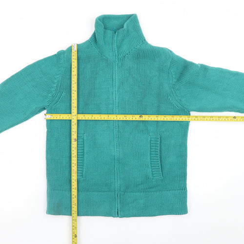 GAP Women's Green High Neck Full Zip Cotton Jumper Size L