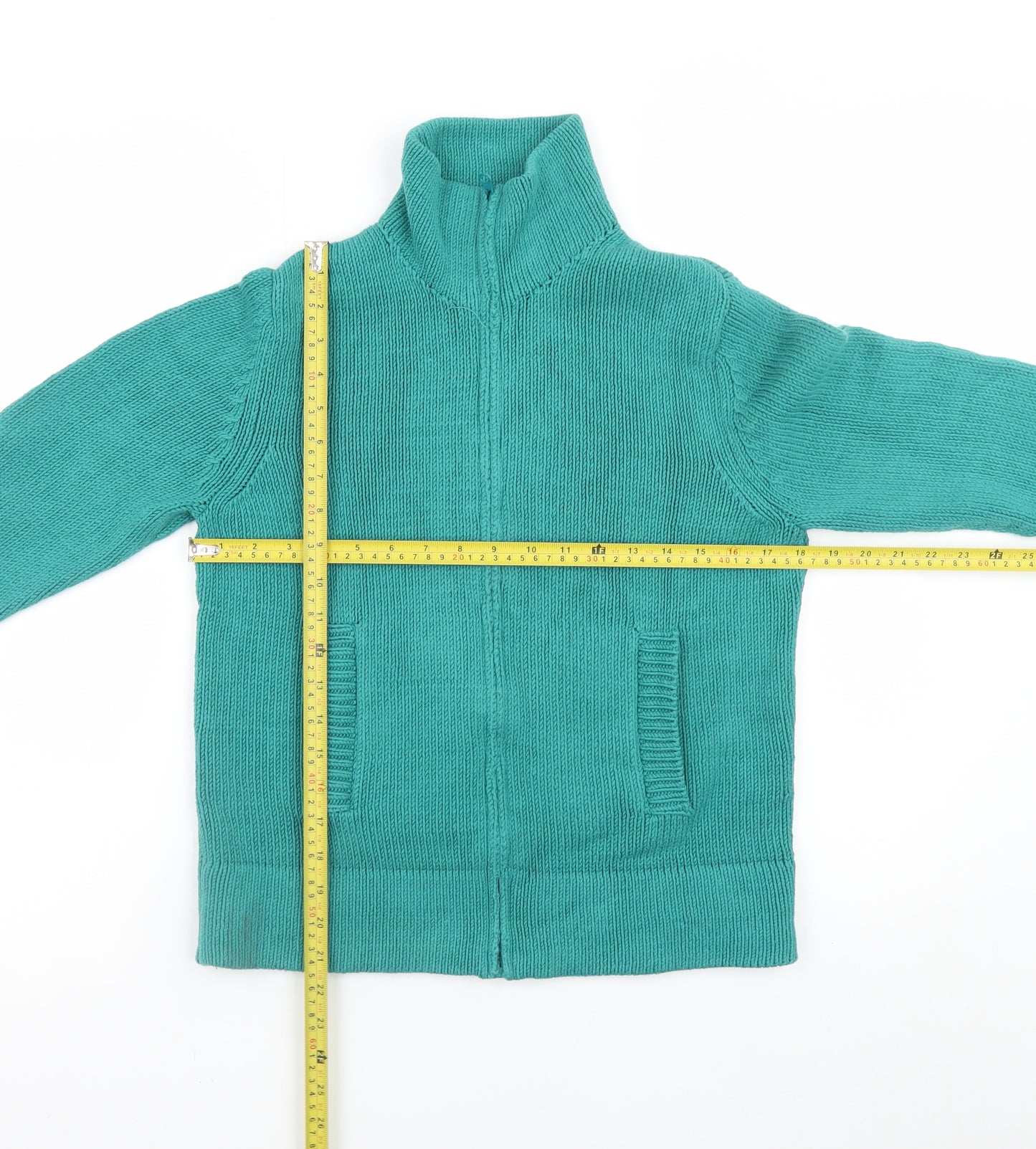GAP Women's Green High Neck Full Zip Cotton Jumper Size L