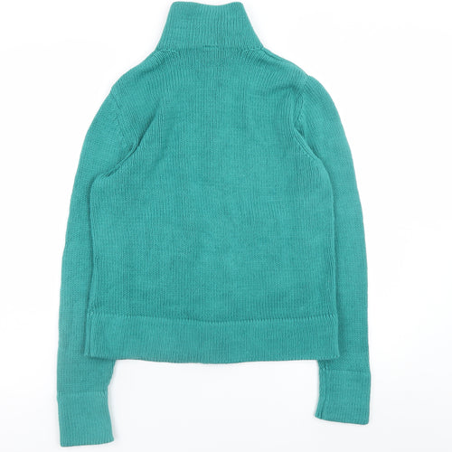 GAP Women's Green High Neck Full Zip Cotton Jumper Size L