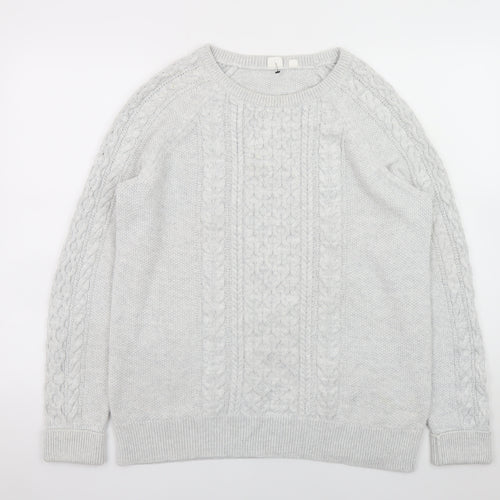 GAP Men’s Grey Cable-Knit Cotton Crew Neck Jumper XL