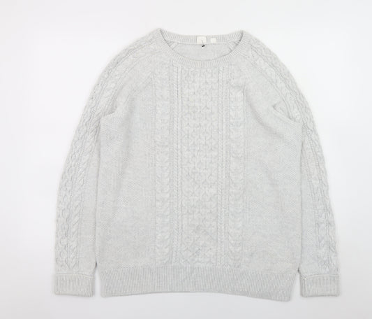 GAP Men’s Grey Cable-Knit Cotton Crew Neck Jumper XL