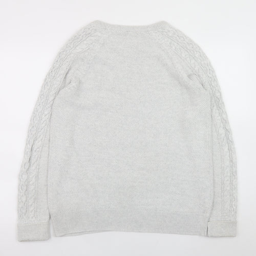 GAP Men’s Grey Cable-Knit Cotton Crew Neck Jumper XL