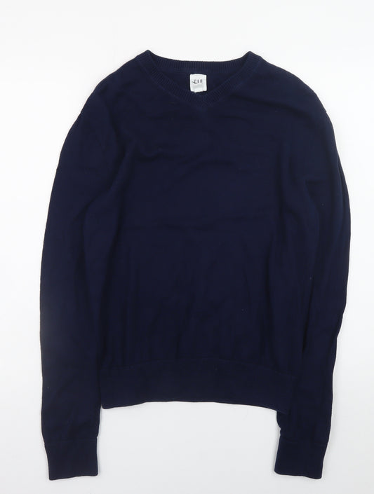 GAP Men's Blue XS V-Neck Cotton Pullover Jumper