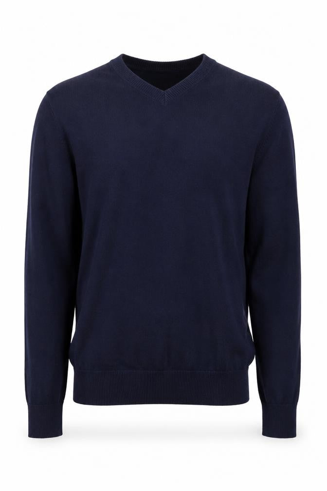 Front view of Gap Men's Blue XS V-Neck Cotton jumper