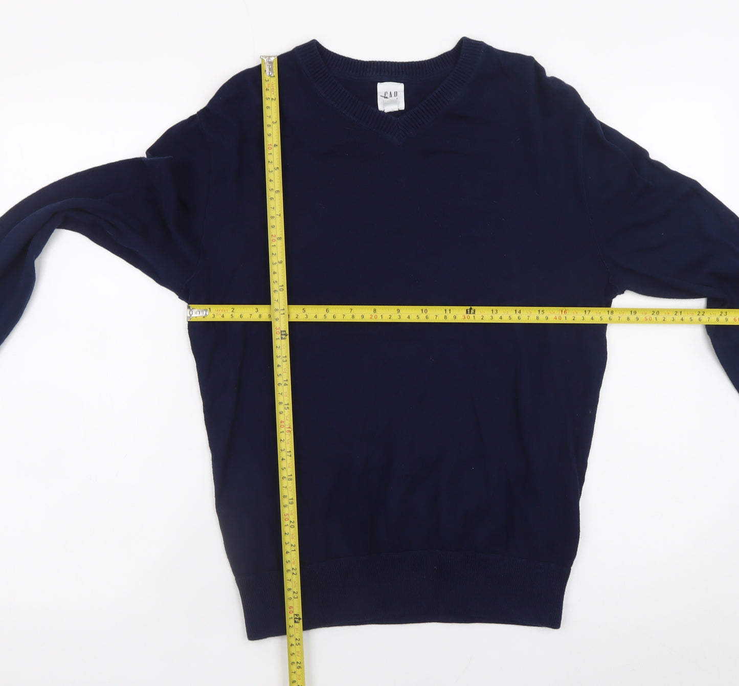 GAP Men's Blue XS V-Neck Cotton Pullover Jumper