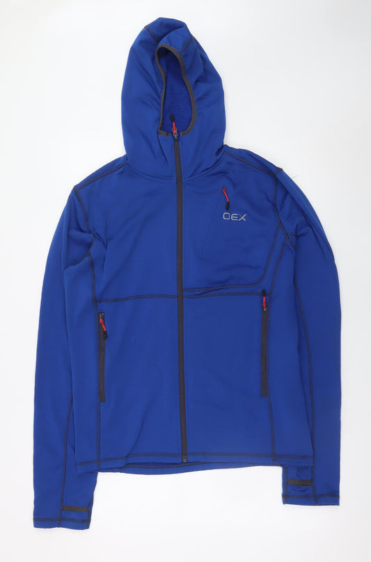 OEX Men's Blue Softshell Hooded Jacket L Regular Outdoor Zip