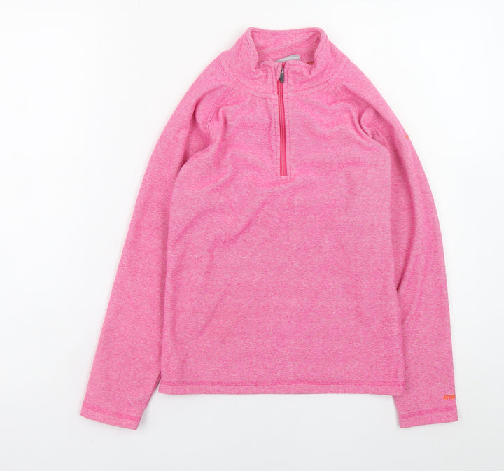 Trespass Girls Pink 1/2 Zip Pullover Fleece Sweatshirt 9-10 Years