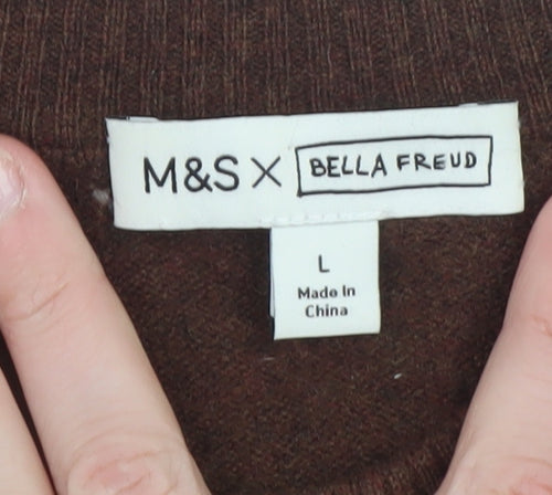 Marks and Spencer Women Brown L Cashmere Pullover Jumper