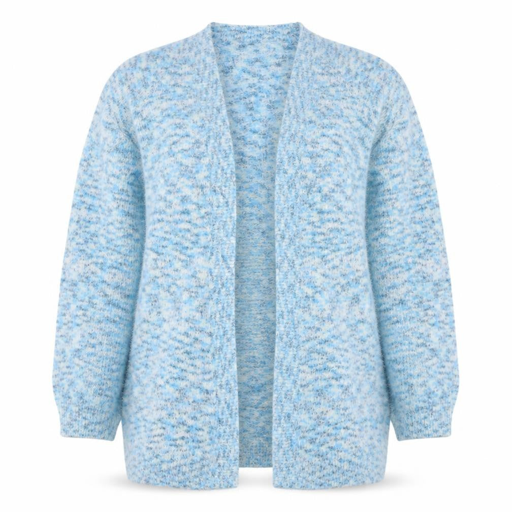 Mantaray Women Blue Size 14 Open Knit Long Sleeve Cardigan