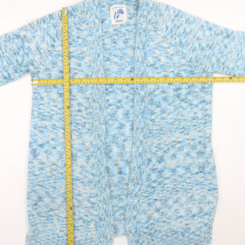 Mantaray Women Blue Size 14 Open Knit Long Sleeve Cardigan