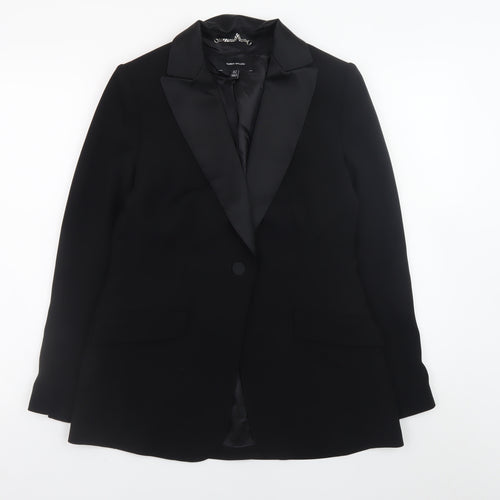 Karen Millen Women's Black Size 10 Classic Satin Lapel Blazer Jacket
