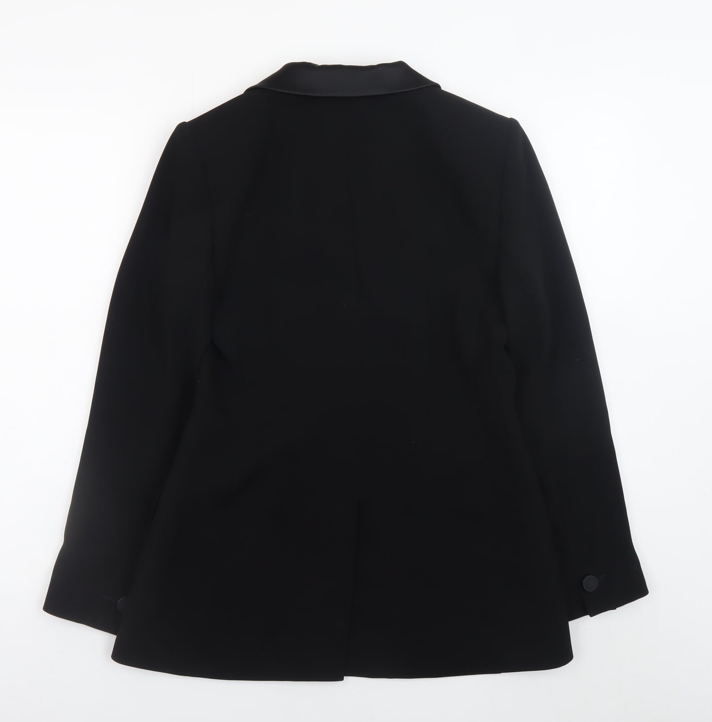 Karen Millen Women's Black Size 10 Classic Satin Lapel Blazer Jacket