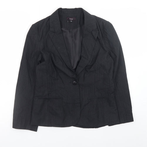 Therapy Womens Black Pinstripe Blazer Size 10 Classic Formal Jacket