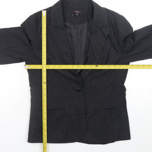 Therapy Womens Black Pinstripe Blazer Size 10 Classic Formal Jacket
