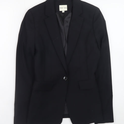 Reiss Womens Black Wool Slim Fit Blazer Jacket UK 6