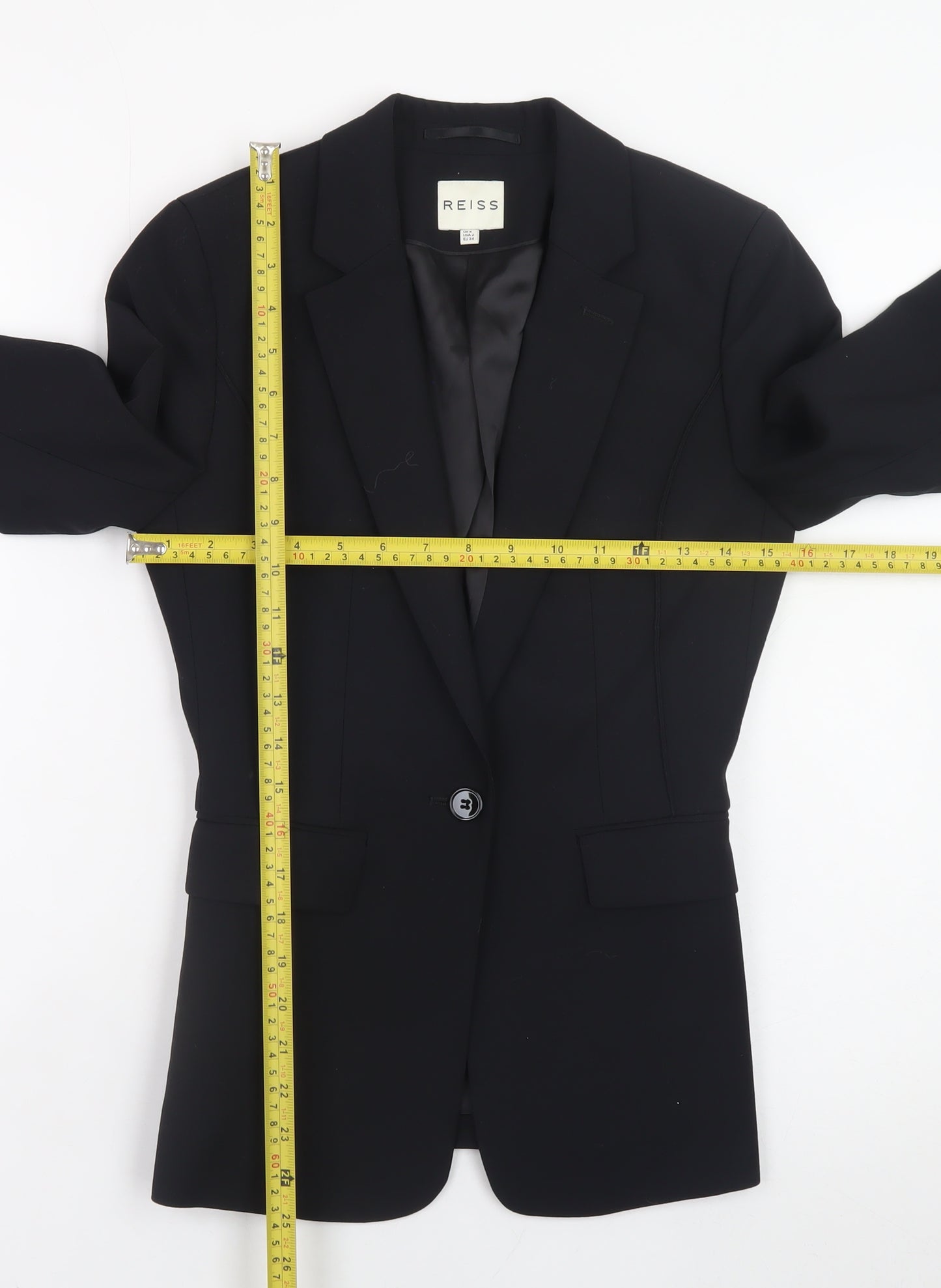 Reiss Womens Black Wool Slim Fit Blazer Jacket UK 6