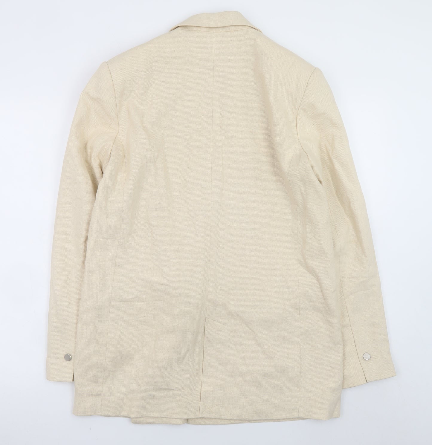 Pimkie Women Beige Linen Blend Double Breasted Blazer Size S