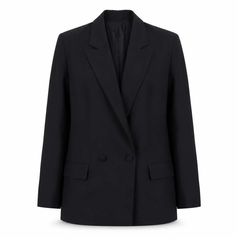 Front view of ASOS women’s black long blazer uk 10 formal business jacket