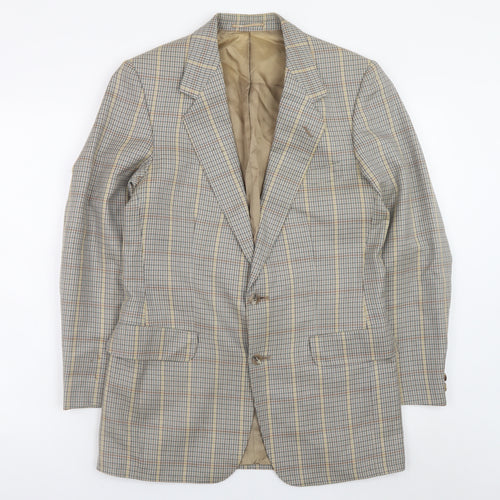 Magee Mens Brown Check Wool Tweed Blazer Jacket 38R Classic Lined