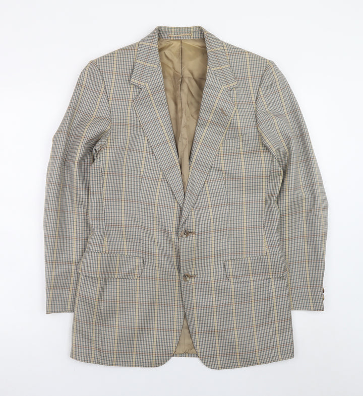 Magee Mens Brown Check Wool Tweed Blazer Jacket 38R Classic Lined