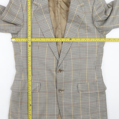 Magee Mens Brown Check Wool Tweed Blazer Jacket 38R Classic Lined