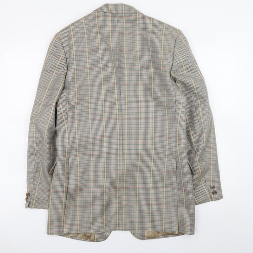 Magee Mens Brown Check Wool Tweed Blazer Jacket 38R Classic Lined