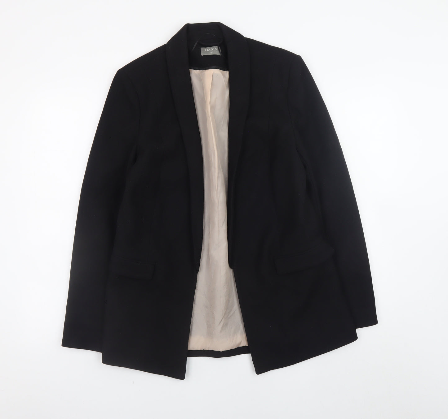 Oasis Women's Black Size 12 Blazer Jacket Classic Mid-Length Workwear