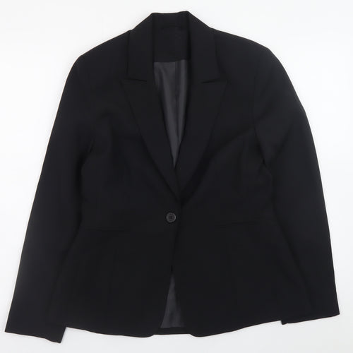 Essentials Women’s Black Classic Blazer Size 10 Lined Work Jacket