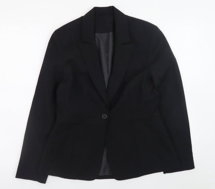 Essentials Women’s Black Classic Blazer Size 10 Lined Work Jacket