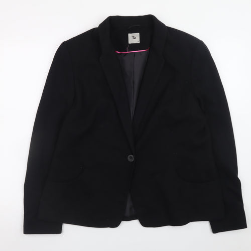 Tu Women Black Blazer Size 18 Classic Single-Breasted Jacket