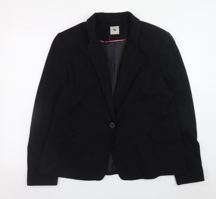 Tu Women Black Blazer Size 18 Classic Single-Breasted Jacket