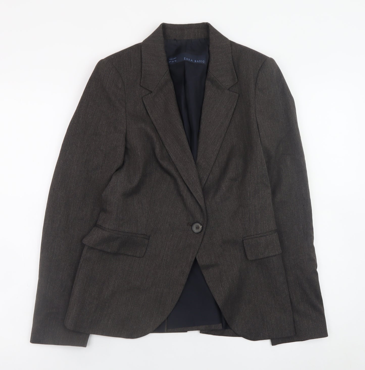 Zara Basic Women’s Brown Blazer Size 8 Single-Breasted Work Jacket