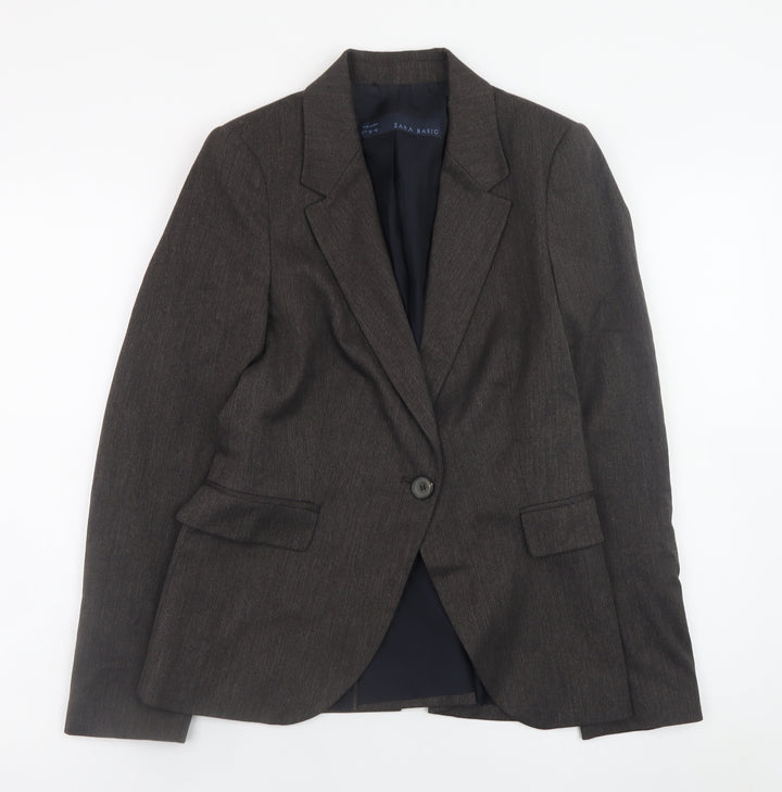 Zara Basic Women’s Brown Blazer Size 8 Single-Breasted Work Jacket