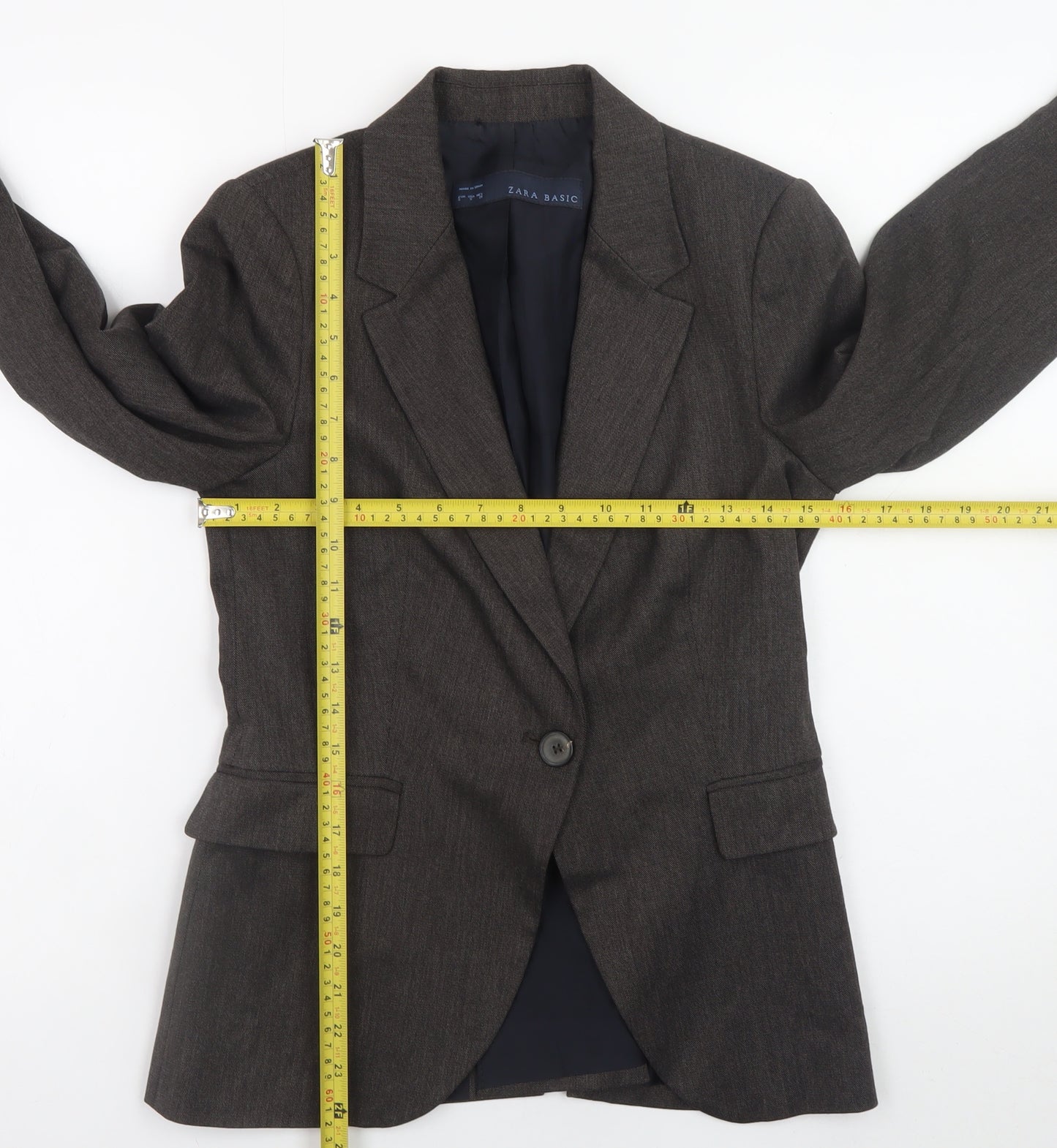 Zara Basic Women’s Brown Blazer Size 8 Single-Breasted Work Jacket