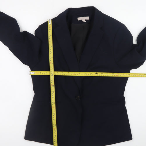 H&M Women Blue Classic Blazer Size 14 Lined Buttoned Jacket