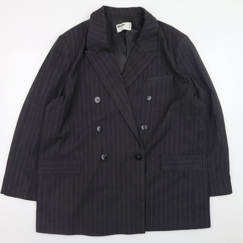 Rita Ora x Primark Womens Black Pinstripe Double Breasted Blazer UK 16