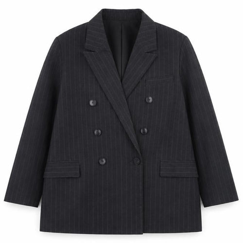 Rita Ora x Primark Womens Black Pinstripe Double Breasted Blazer UK 16