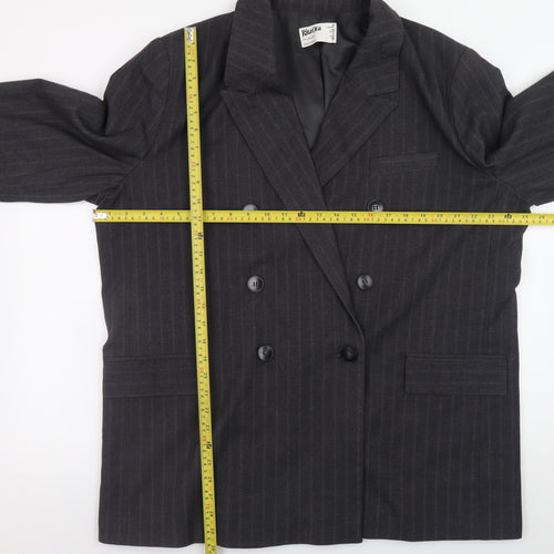 Rita Ora x Primark Womens Black Pinstripe Double Breasted Blazer UK 16