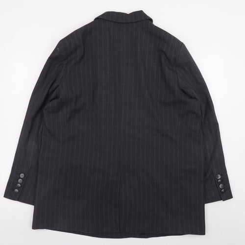 Rita Ora x Primark Womens Black Pinstripe Double Breasted Blazer UK 16