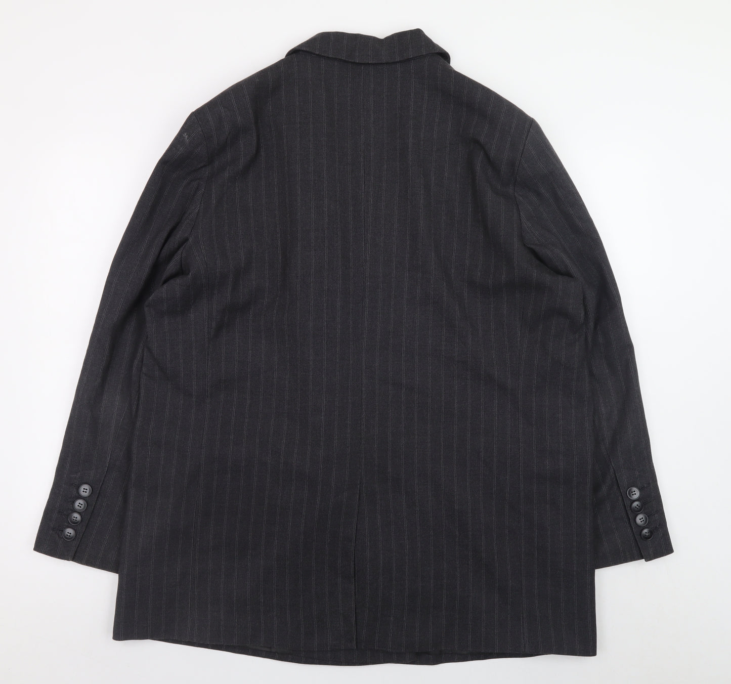 Rita Ora x Primark Womens Black Pinstripe Double Breasted Blazer UK 16