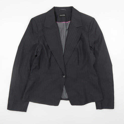 George Women's Black Pinstripe Blazer UK 14 Business Formal Jacket