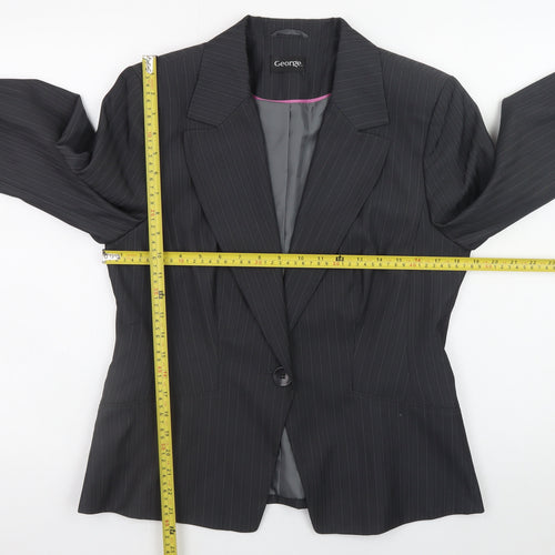 George Women's Black Pinstripe Blazer UK 14 Business Formal Jacket