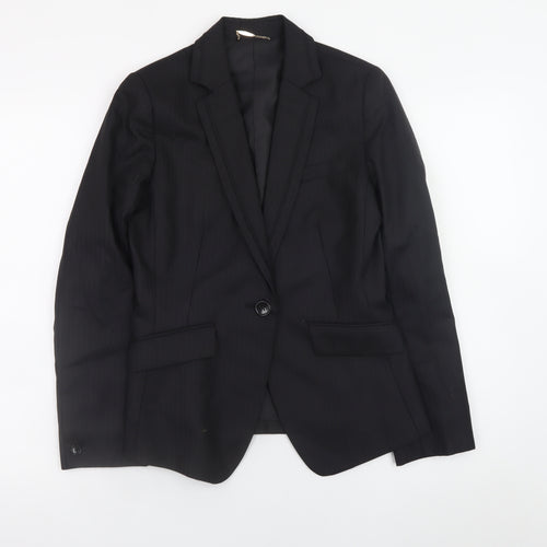 m.f.editorial Womens Black Wool Blend Blazer Jacket M