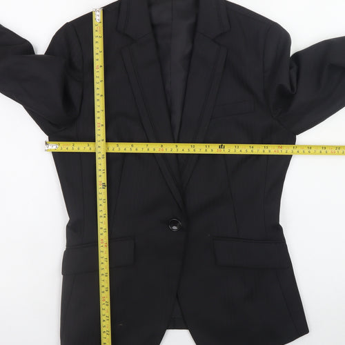 m.f.editorial Womens Black Wool Blend Blazer Jacket M