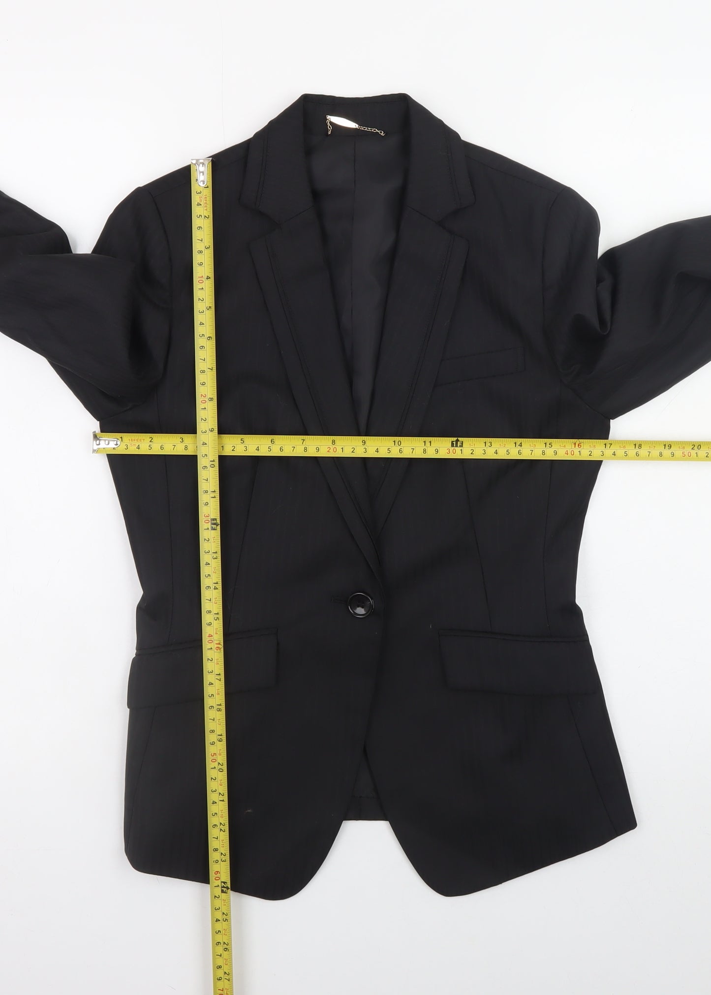 m.f.editorial Womens Black Wool Blend Blazer Jacket M