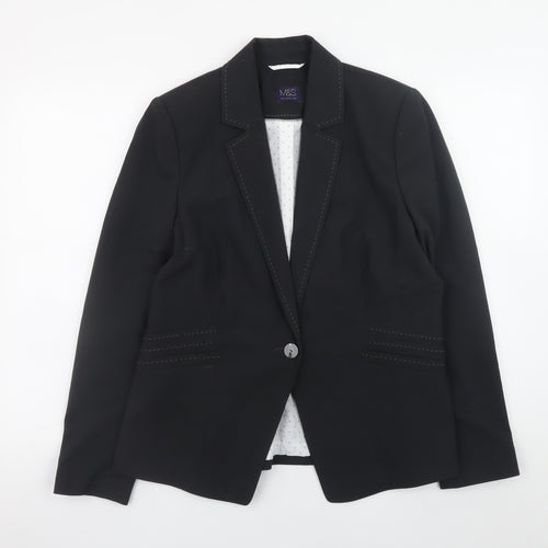 Marks and Spencer Women Grey Blazer UK 14 Classic Lined Work Jacket